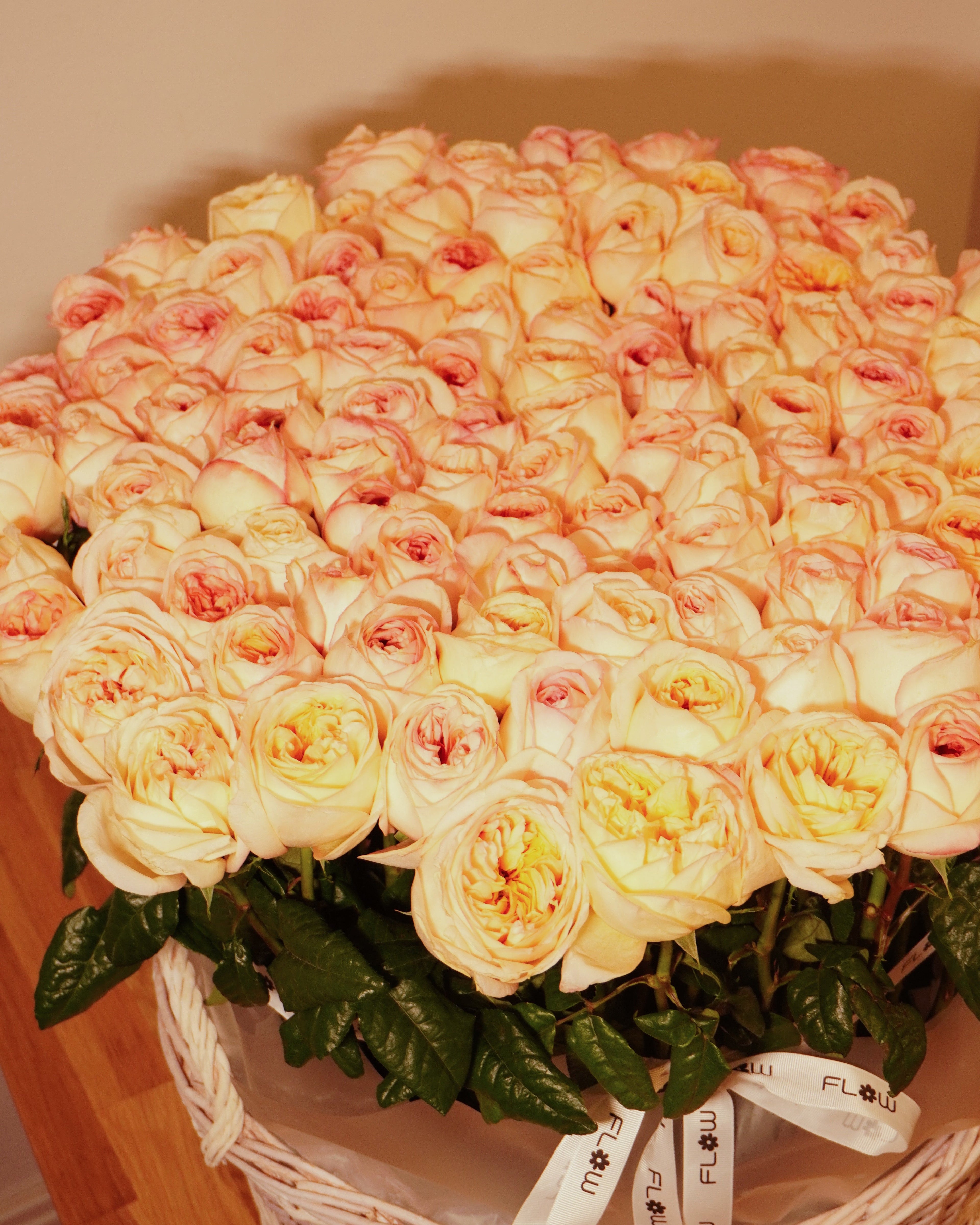 Basket of 101 Peach Peony Rose